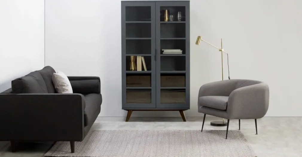 Vitrina Aveiro – Gris y cristal
