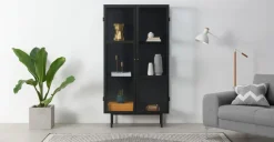 Vitrina Marden – Gris carbón y cristal