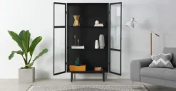 Vitrina Marden – Gris carbón y cristal